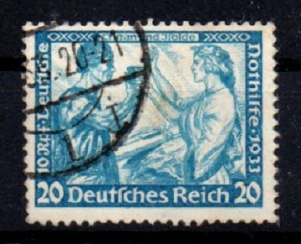 Michel Nr.505 B, Deutsche Nothilfe 20 + 10 Pf gestempelt, geprüft BPP.